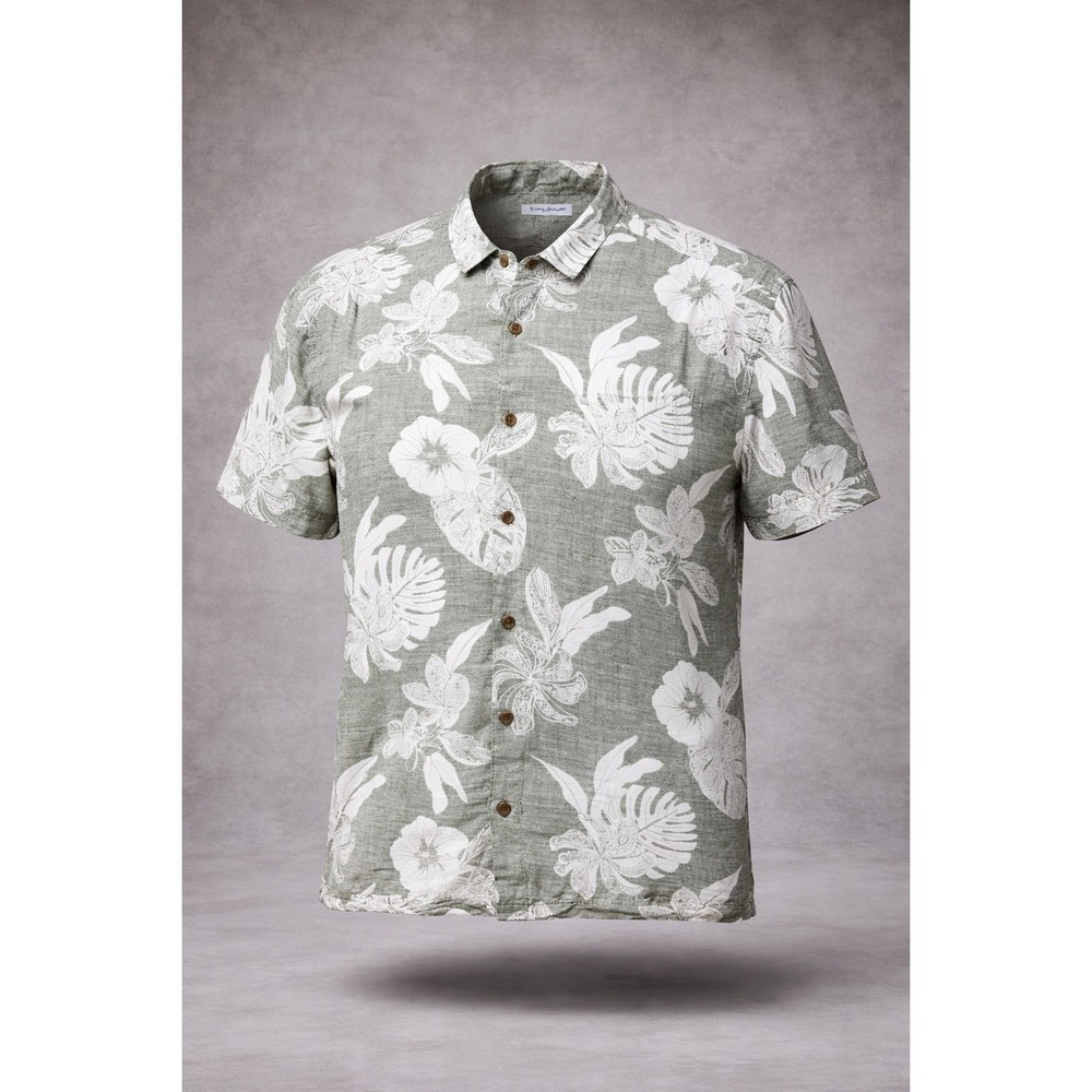 Tommy Bahama Geo Leaf‎ Camp Hawaiian Shirt Mens XXL Short Sleeve Button Up